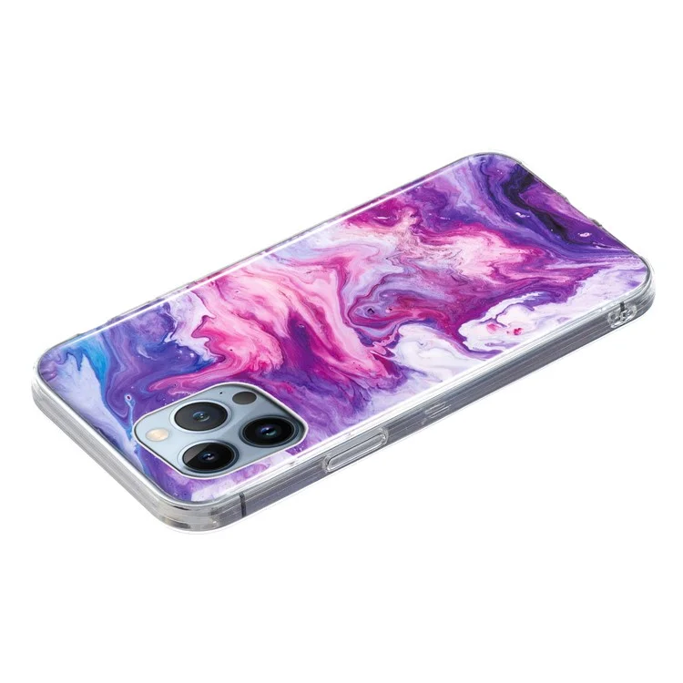 Pour iPhone 15 Pro Marble Pattern TPU Phone Case IMD Process Protective Cover - Red