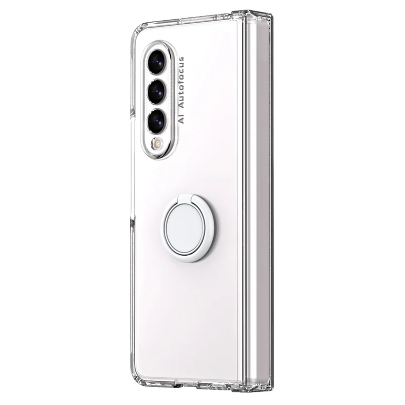 Per Samsung Galaxy Z Fold3 5G Macaron Hard PC Phone Cover con Front Screen Film Kickstand Case Support Magnetic Car Mount - Trasparente