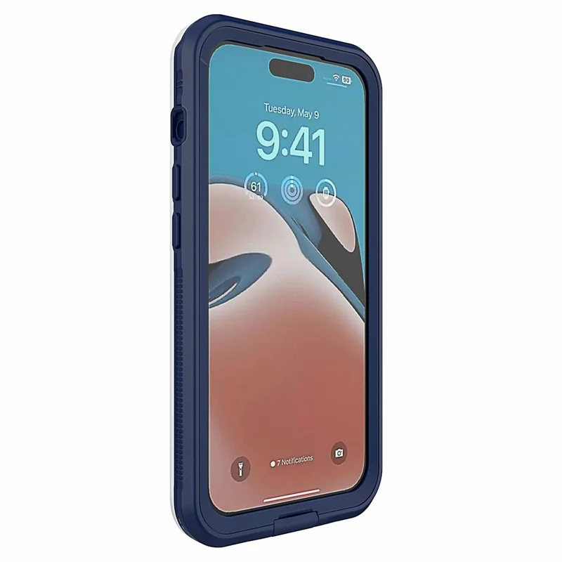 For iPhone 15 Pro IP68 Waterproof Phone Case Fall Protection PC+Neoprene Cellphone Shell - Transparent Blue