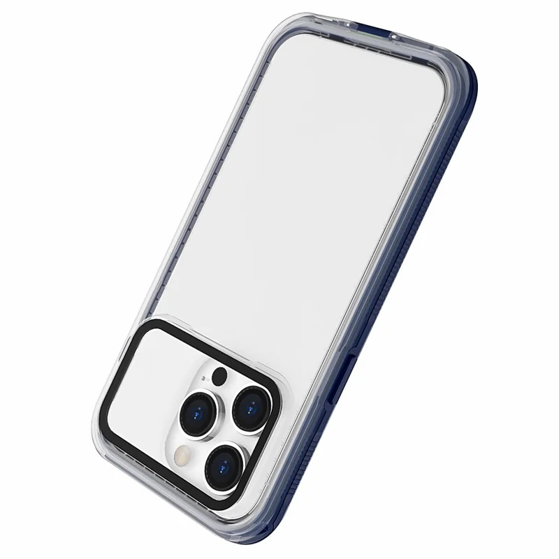 For iPhone 15 Pro IP68 Waterproof Phone Case Fall Protection PC+Neoprene Cellphone Shell - Transparent Blue