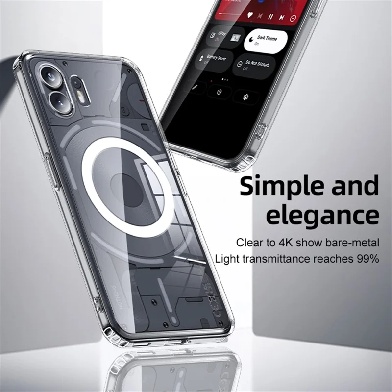 Magnetic Phone Case for Nothing Phone (2) , PC+TPU Phone Cover Compatible with MagSafe - Transparent