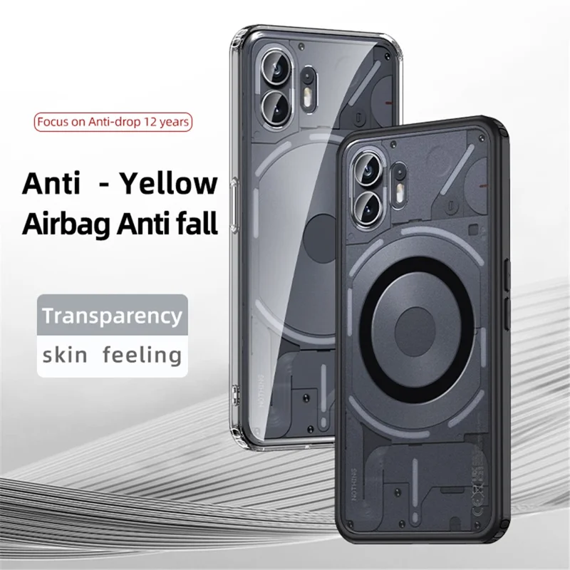 Magnetic Phone Case for Nothing Phone (2) , PC+TPU Phone Cover Compatible with MagSafe - Transparent