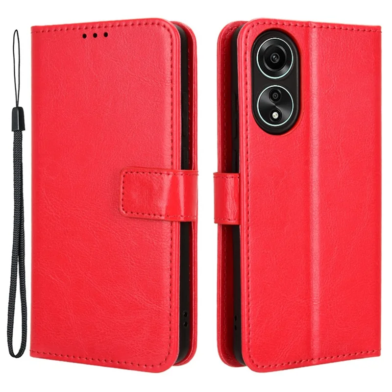 Portemonnee PU Leather telefoonhoesje voor Oppo A58 4G, Crazy Horse textuur standaard telefoonhoes - Rood