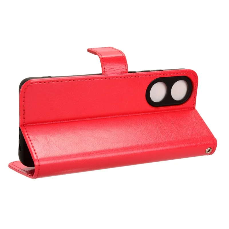 Portemonnee PU Leather telefoonhoesje voor Oppo A58 4G, Crazy Horse textuur standaard telefoonhoes - Rood