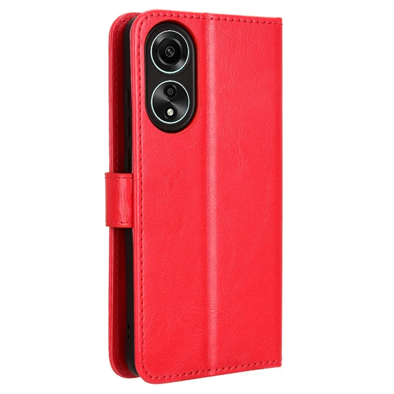 Portemonnee PU Leather telefoonhoesje voor Oppo A58 4G, Crazy Horse textuur standaard telefoonhoes - Rood