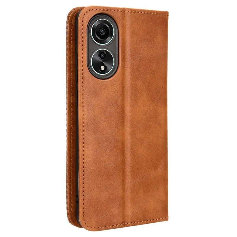 Pour Oppo A58 4G Portefeuille Téléphone Support de Cas Rétro PU Cuir Anti-rayures Housse de Téléphone - Marron