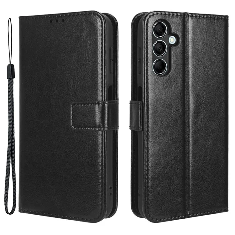 Pour Samsung Galaxy F34 5G / M34 5G Crazy Horse Texture Leather Case Phone Cover with Wallet Stand - Noir