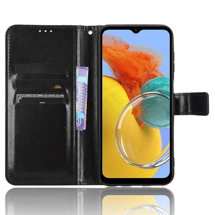 Pour Samsung Galaxy F34 5G / M34 5G Crazy Horse Texture Leather Case Phone Cover with Wallet Stand - Noir