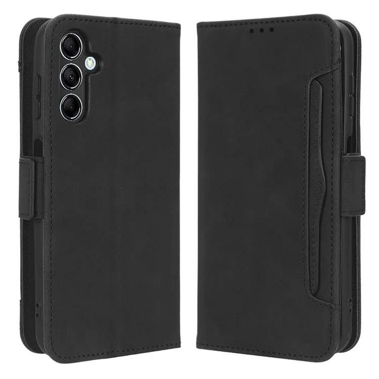 Für Samsung Galaxy F34 5G / M34 5G Mehrfach-Kartensteckplätze Lederhülle Brieftasche Ständer Telefonabdeckung - Schwarz