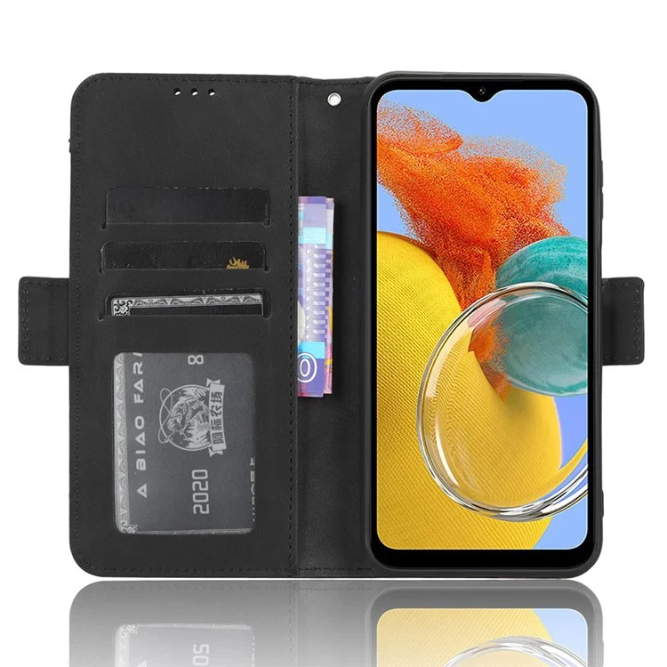 Für Samsung Galaxy F34 5G / M34 5G Mehrfach-Kartensteckplätze Lederhülle Brieftasche Ständer Telefonabdeckung - Schwarz