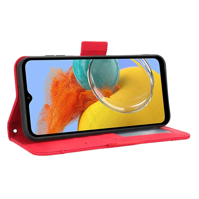 Für Samsung Galaxy F34 5G / M34 5G Mehrfach-Kartensteckplätze Handy Ledertasche Geldbörse Ständer Handyhülle - Rot