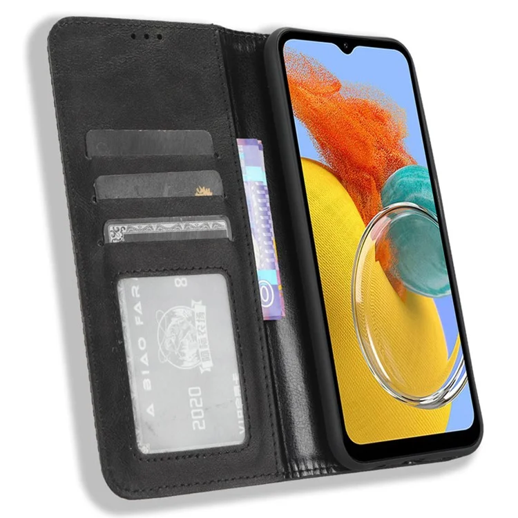 Для Samsung Galaxy F34 5G / M34 5G Бумажник Ретро PU Кожаный Чехол Подставка Защитный Чехол для Телефона - Черный