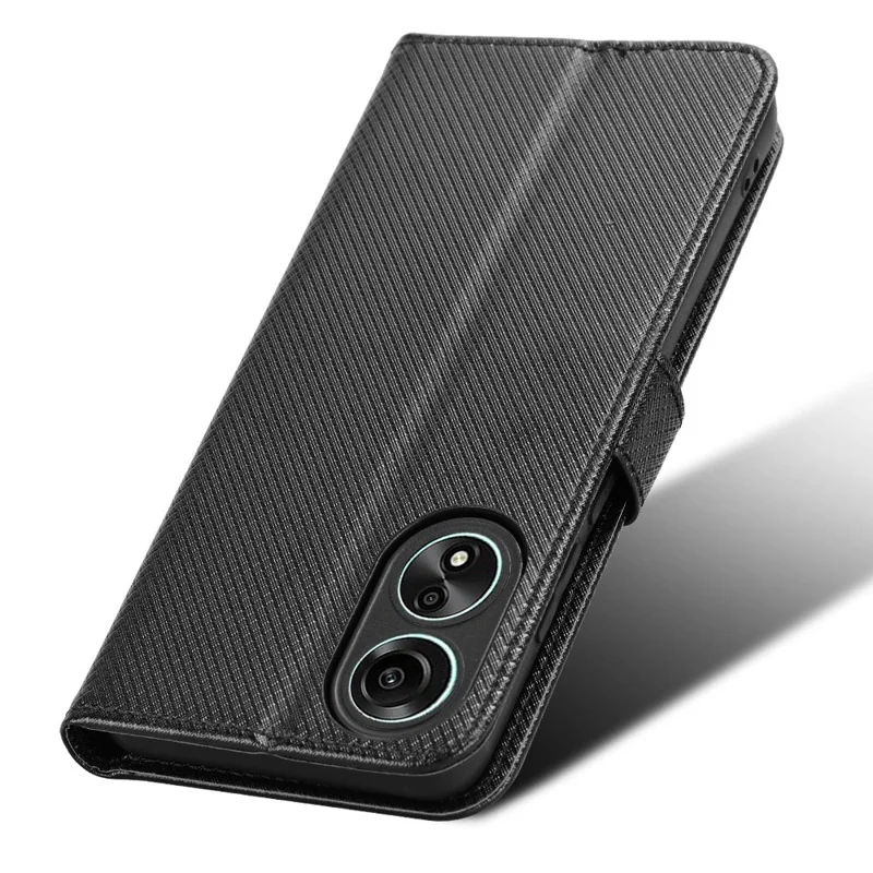 Custodia Portafoglio in Pelle PU per Oppo A58 4G, Custodia Protettiva per Telefono con Supporto a Prova di Caduta con Texture a Diamante - Nero