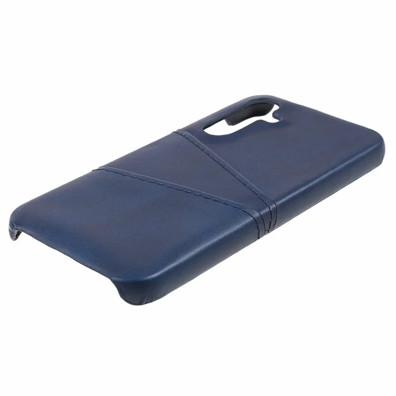 For Samsung Galaxy S23 FE Phone Case PU Leather Coated PC Back Cover with 2 Card Slots - Blue