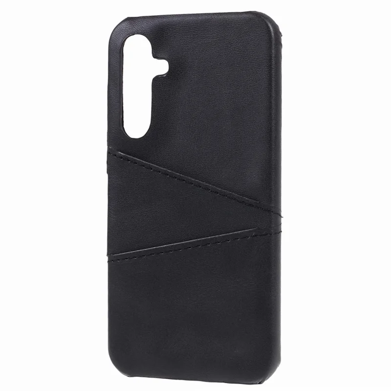 For Samsung Galaxy S23 FE Phone Case PU Leather Coated PC Back Cover with 2 Card Slots - Black
