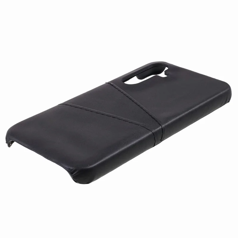 For Samsung Galaxy S23 FE Phone Case PU Leather Coated PC Back Cover with 2 Card Slots - Black