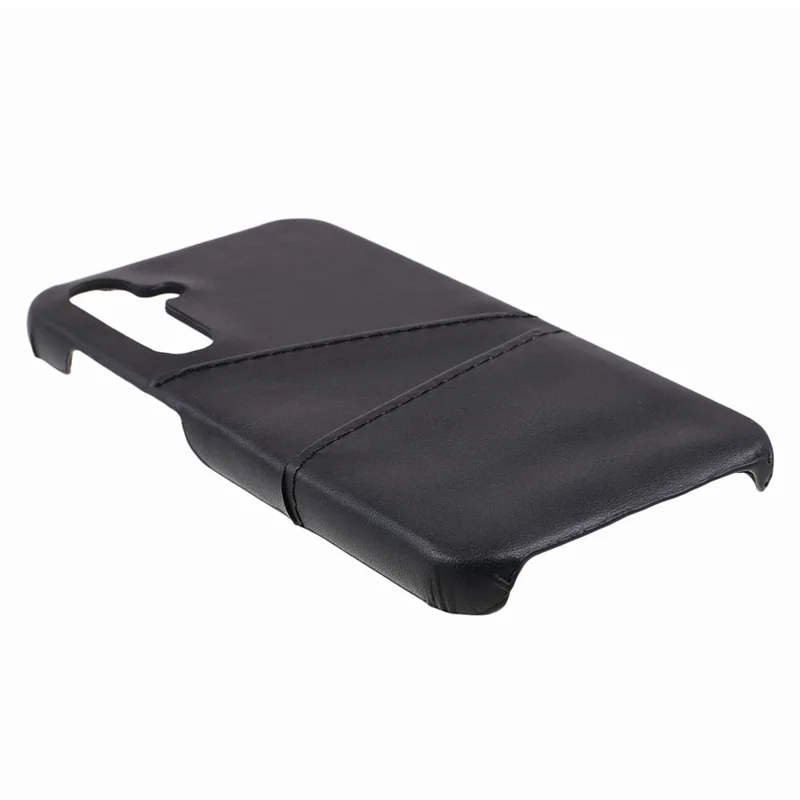 For Samsung Galaxy S23 FE Phone Case PU Leather Coated PC Back Cover with 2 Card Slots - Black