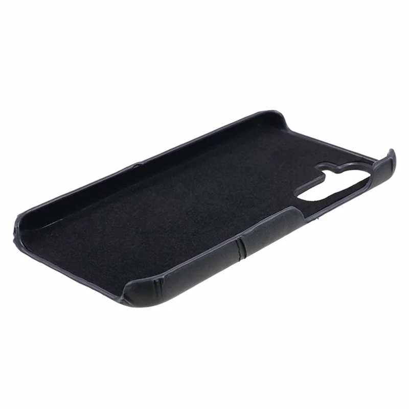 For Samsung Galaxy S23 FE Phone Case PU Leather Coated PC Back Cover with 2 Card Slots - Black