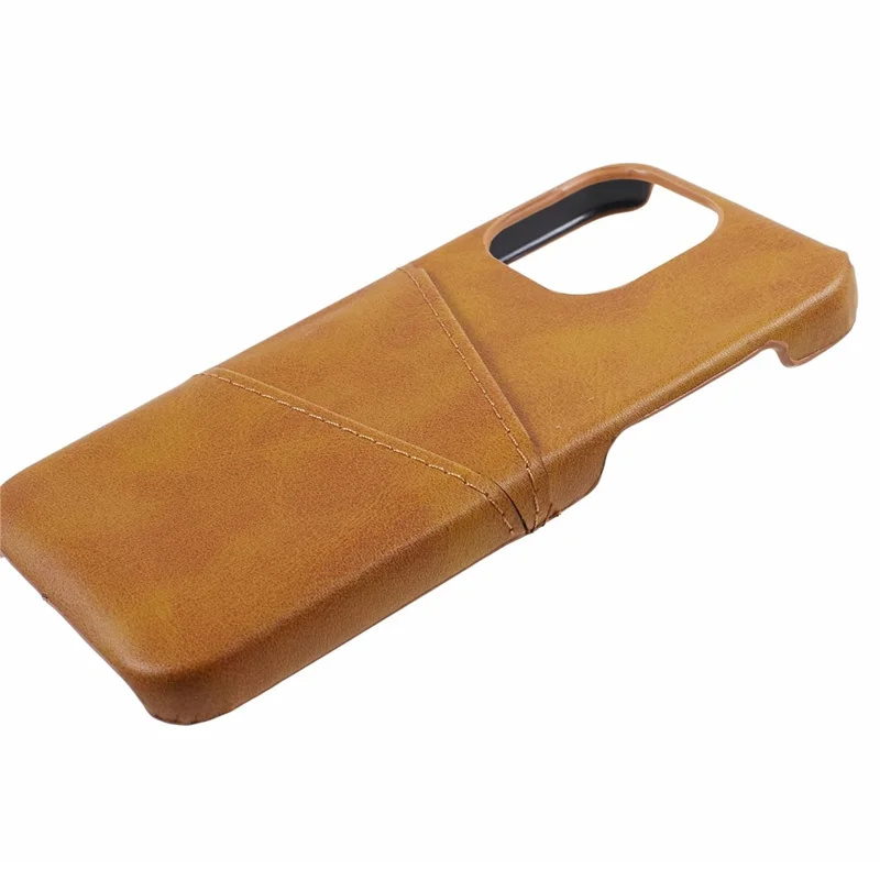 For iPhone 15 Pro PU Leather + PC Phone Case with 2 Card Holder - Brown