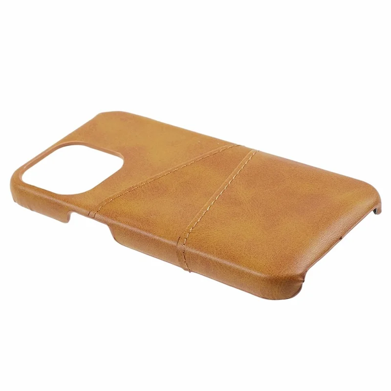 For iPhone 15 Pro PU Leather + PC Phone Case with 2 Card Holder - Brown