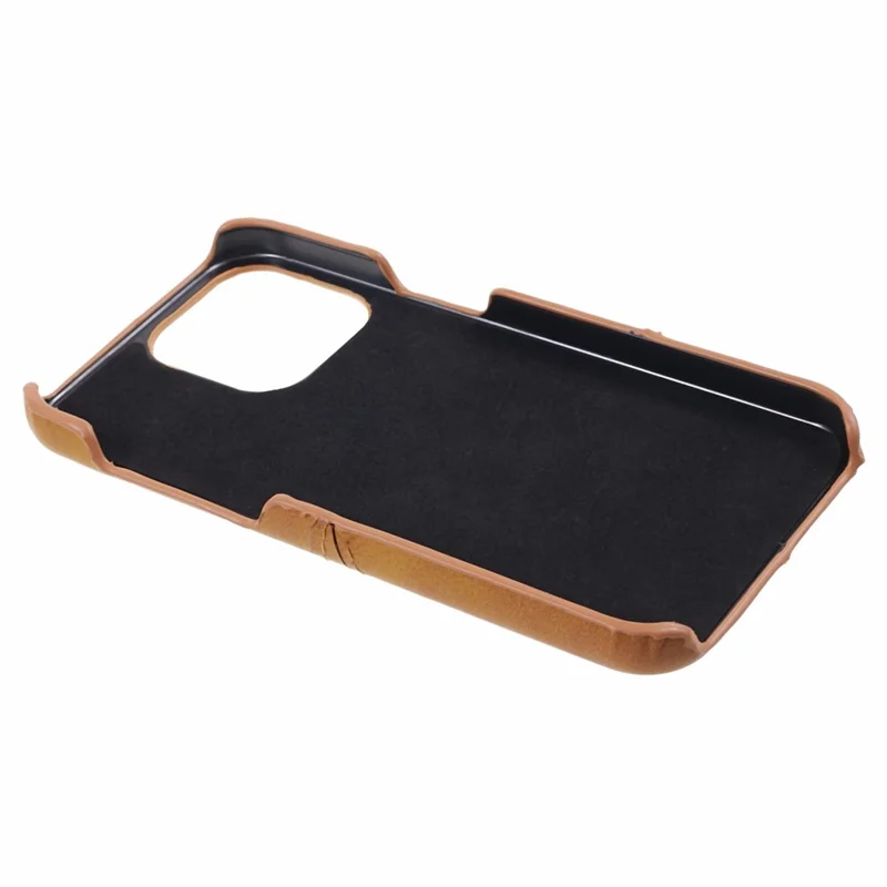 For iPhone 15 Pro PU Leather + PC Phone Case with 2 Card Holder - Brown