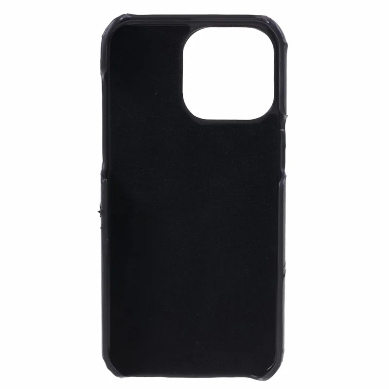 För iPhone 15 Pro PU-läder + PC mobilskal med 2 kortfack - Svart