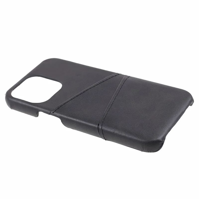 För iPhone 15 Pro PU-läder + PC mobilskal med 2 kortfack - Svart