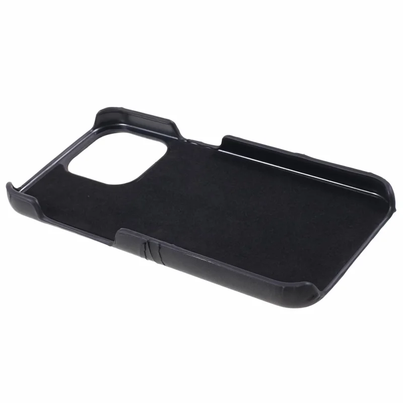 För iPhone 15 Pro PU-läder + PC mobilskal med 2 kortfack - Svart