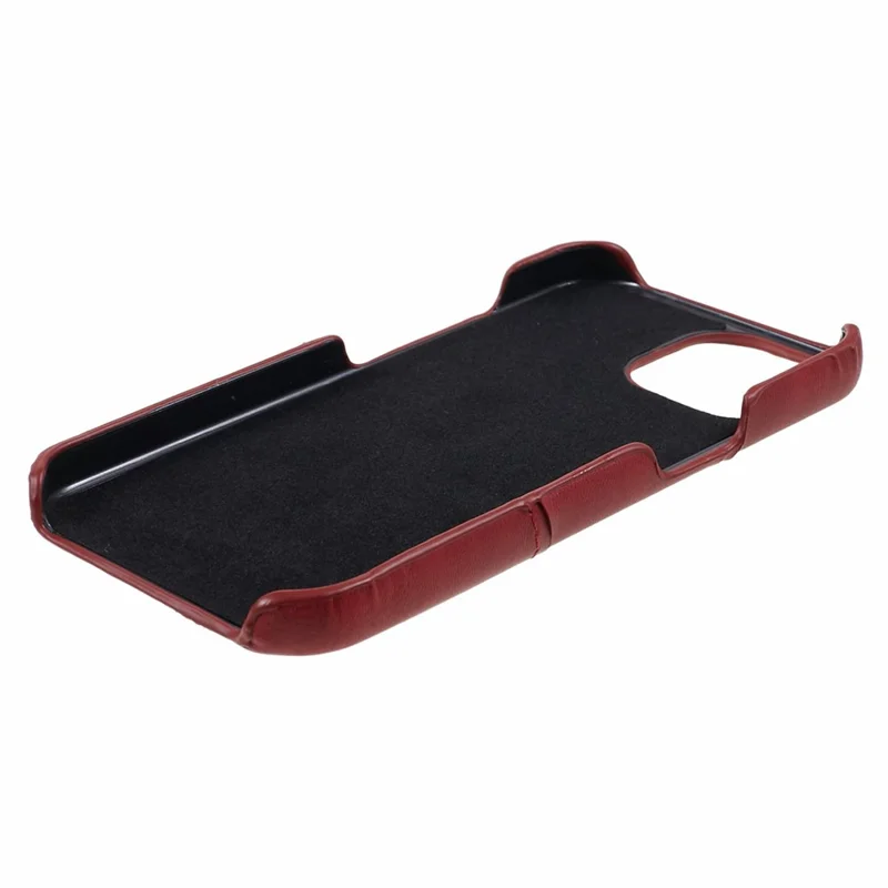 Para iPhone 15 Funda de PC Revestida de Cuero de PU con 2 Ranuras para Tarjetas Anti-arañazos - Rojo