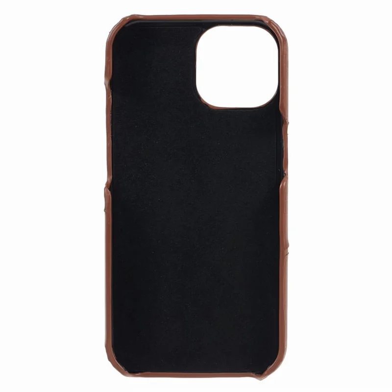 Für iPhone 15 PU-Leder beschichtete PC-Hülle mit 2 Kartenfächern, kratzfest - Kaffee