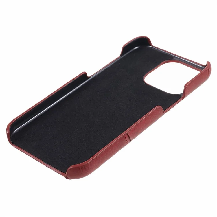 For iPhone 15 Pro Max Shockproof Case PU+PC Phone Cover 2 Card Slots Anti-Drop Phone Case - Red