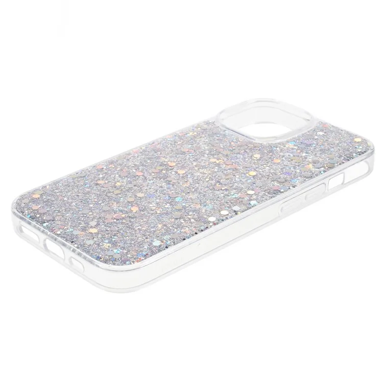 Für iPhone 15 Plus Glitter Phone Case Stoßfeste TPU Glitzernde Rückabdeckung - Silber