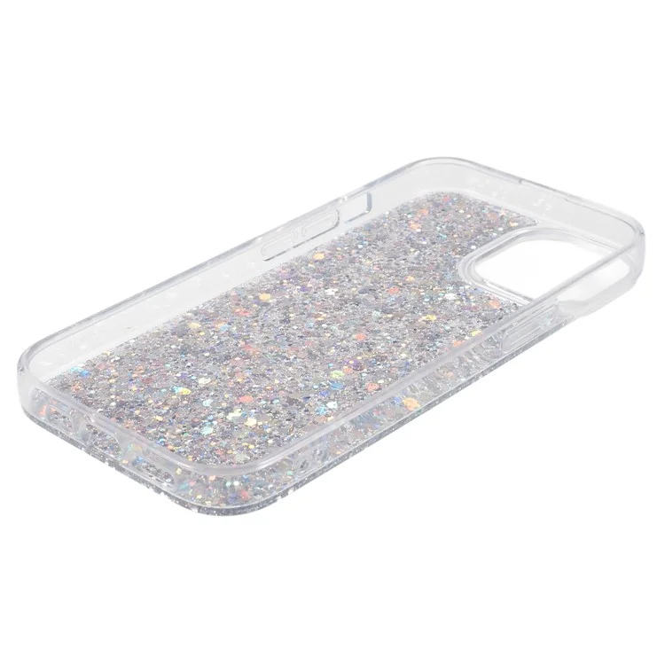 Für iPhone 15 Plus Glitter Phone Case Stoßfeste TPU Glitzernde Rückabdeckung - Silber