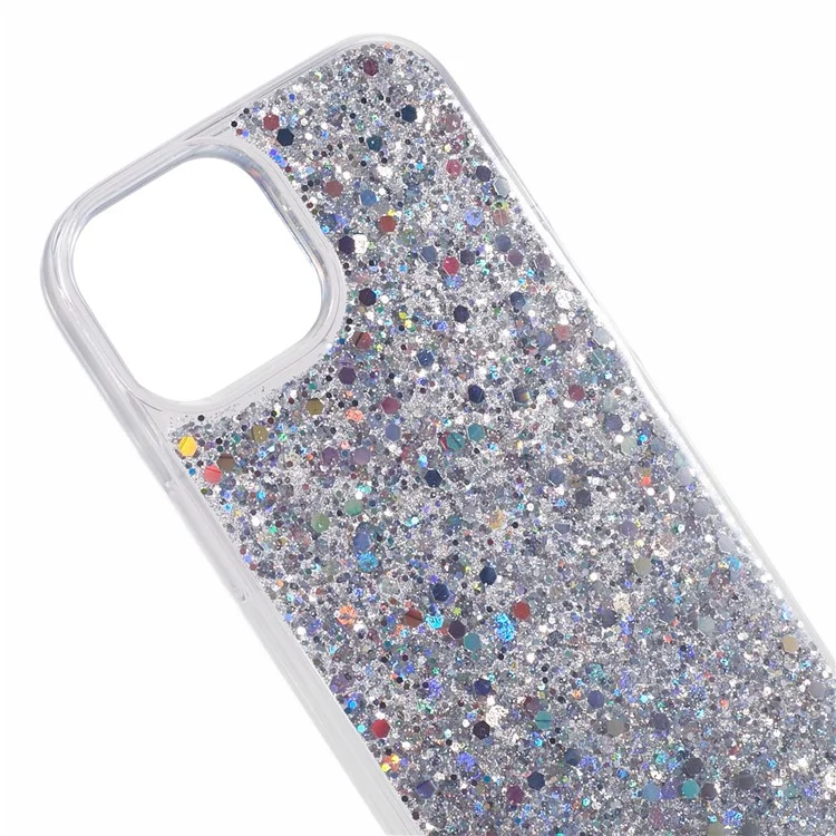 Für iPhone 15 Plus Glitter Phone Case Stoßfeste TPU Glitzernde Rückabdeckung - Silber
