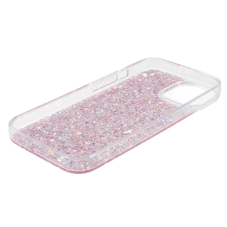 For iPhone 15 Plus Glitter Phone Case Shockproof TPU Sparkly Back Cover - Pink