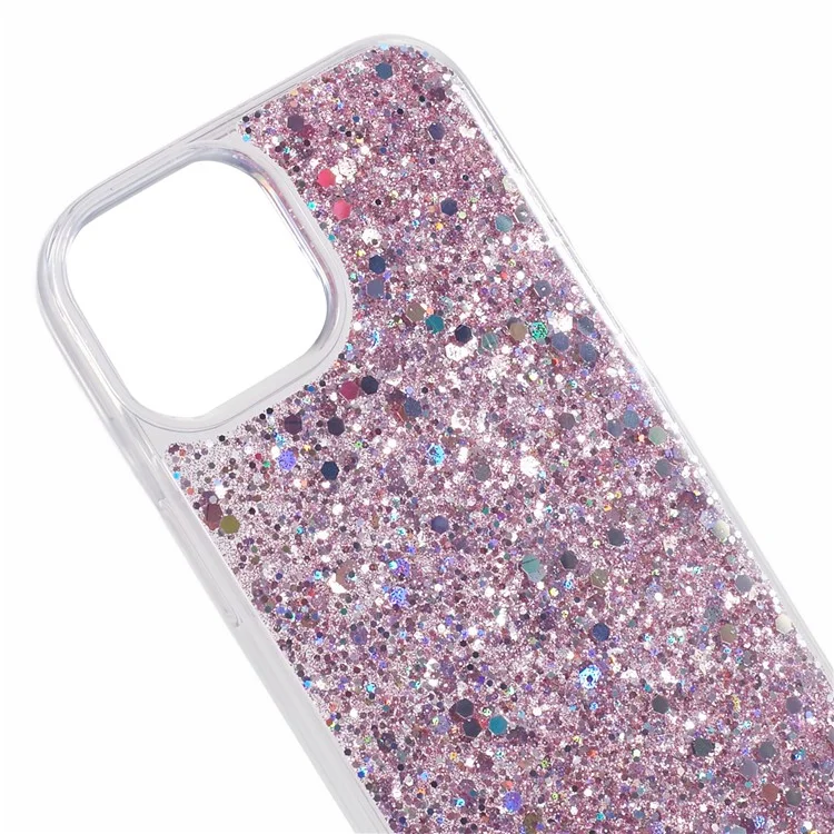 For iPhone 15 Plus Glitter Phone Case Shockproof TPU Sparkly Back Cover - Pink