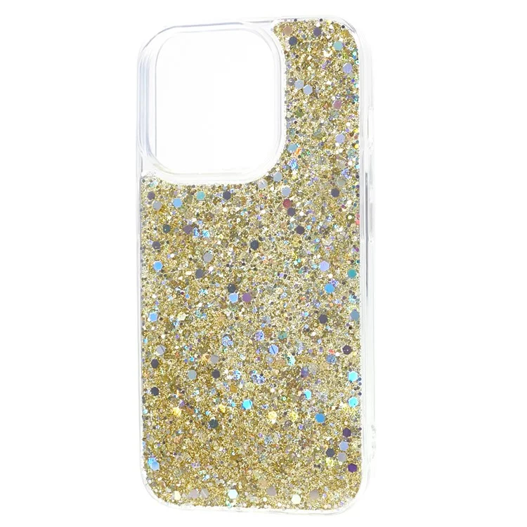 Para iPhone 15 Pro Bling Glitter Phone Case Soft TPU Shockproof Protective Cover - Gold