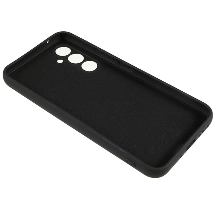 Per Samsung Galaxy S23 FE Fibra di rivestimento Rubberized TPU Cover Telefonica Anti-graffio Custodia Posteriore - Nero