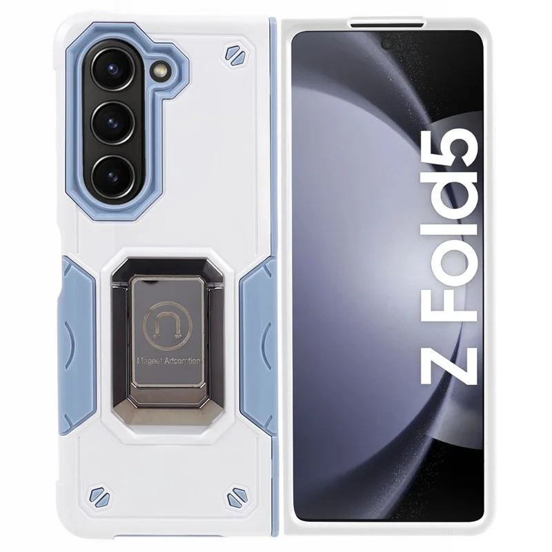 For Samsung Galaxy Z Fold5 5G Kickstand Phone Case PC+TPU Dual Layer Protective Cover - White