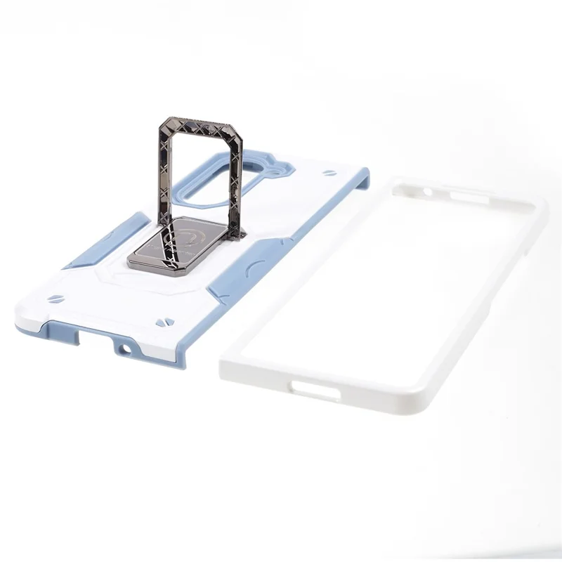 For Samsung Galaxy Z Fold5 5G Kickstand Phone Case PC+TPU Dual Layer Protective Cover - White