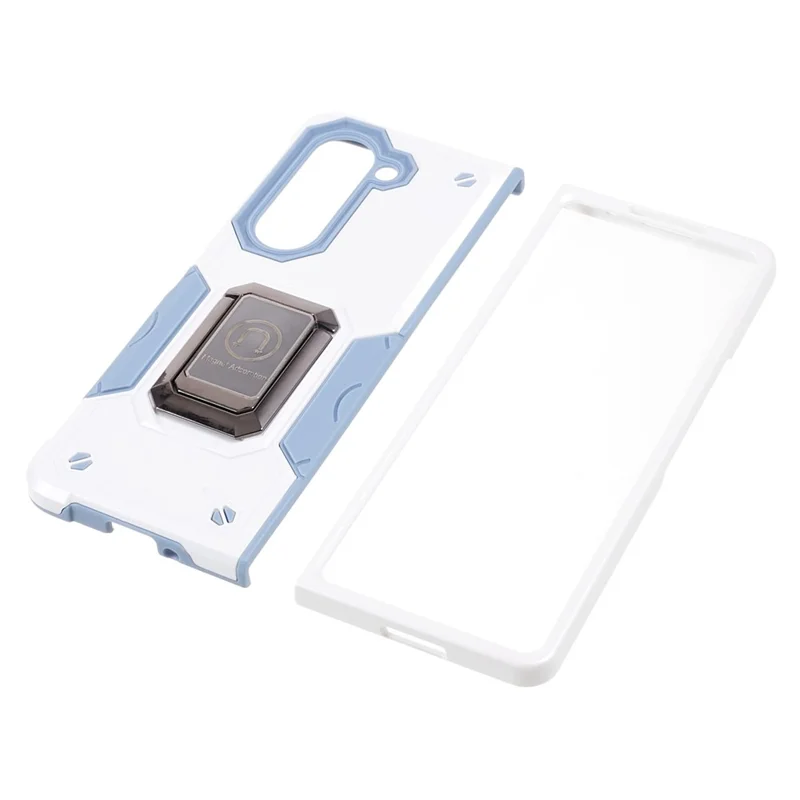 For Samsung Galaxy Z Fold5 5G Kickstand Phone Case PC+TPU Dual Layer Protective Cover - White