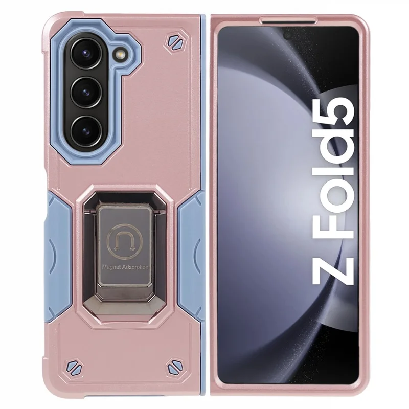 Pour Samsung Galaxy Z Fold5 5G Kickstand Phone Case PC+TPU Dual Layer Protective Cover - Rose Gold