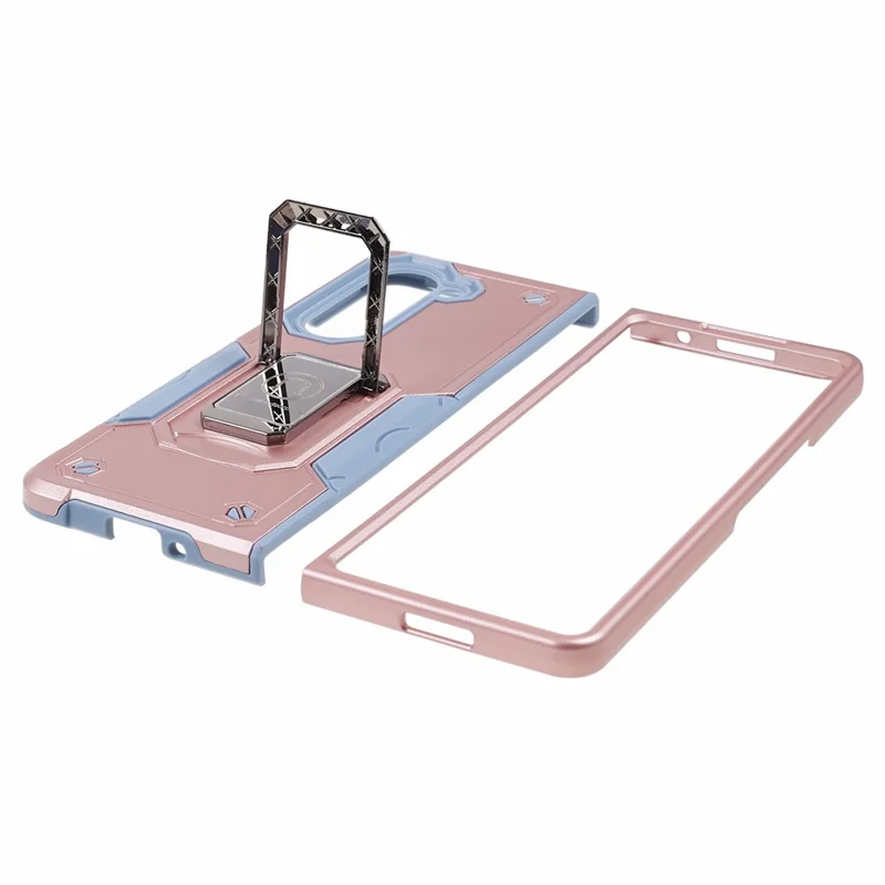 Pour Samsung Galaxy Z Fold5 5G Kickstand Phone Case PC+TPU Dual Layer Protective Cover - Rose Gold