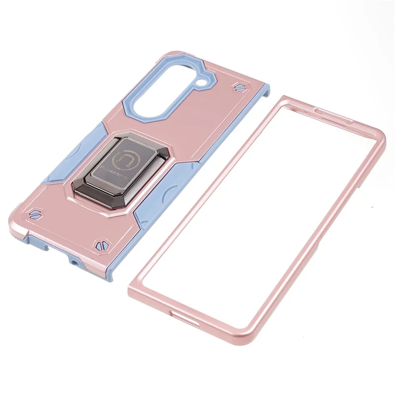 Pour Samsung Galaxy Z Fold5 5G Kickstand Phone Case PC+TPU Dual Layer Protective Cover - Rose Gold