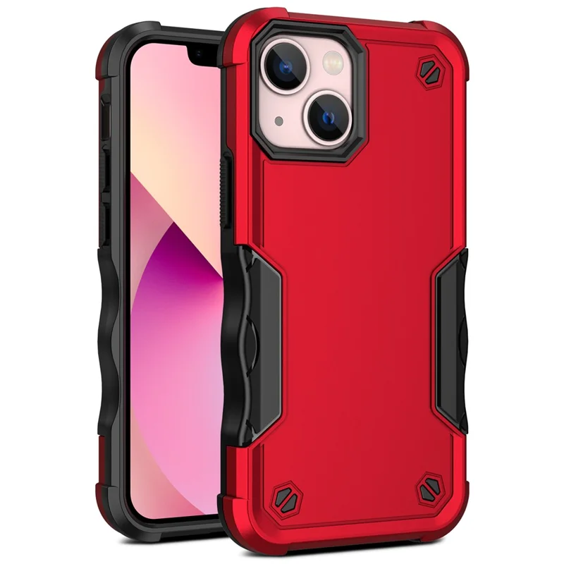 For iPhone 15 Phone Case Hard PC + Soft TPU Non-Slip Back Cover - Red