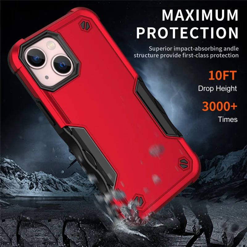For iPhone 15 Phone Case Hard PC + Soft TPU Non-Slip Back Cover - Red