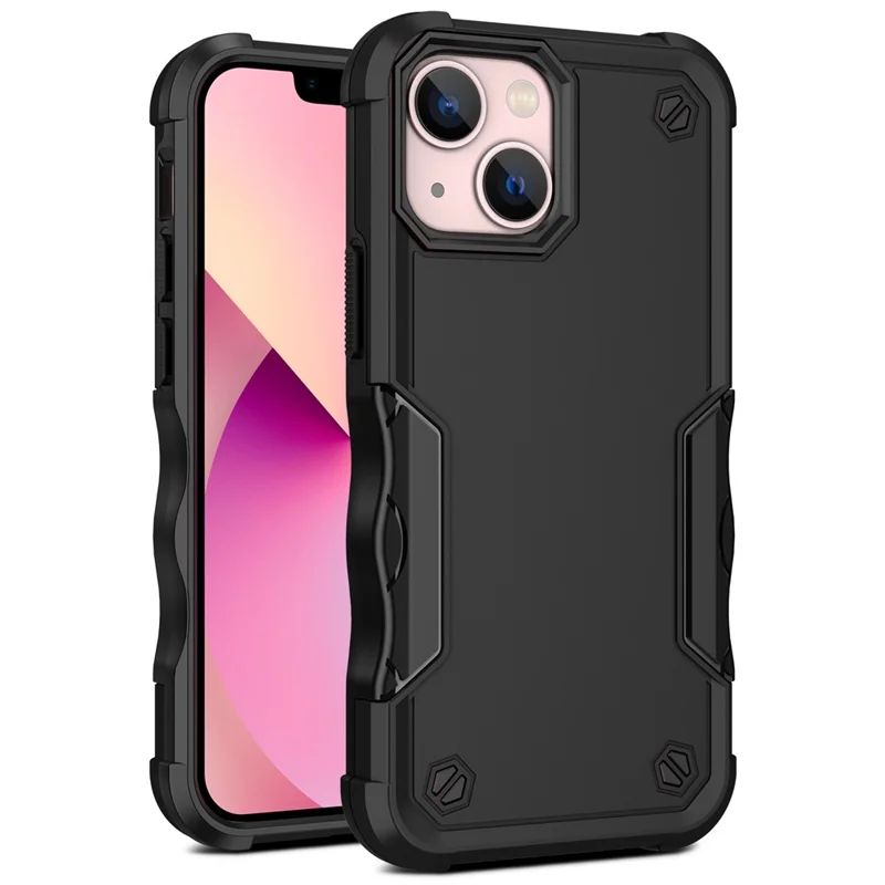 For iPhone 15 Phone Case Hard PC + Soft TPU Non-Slip Back Cover - Black
