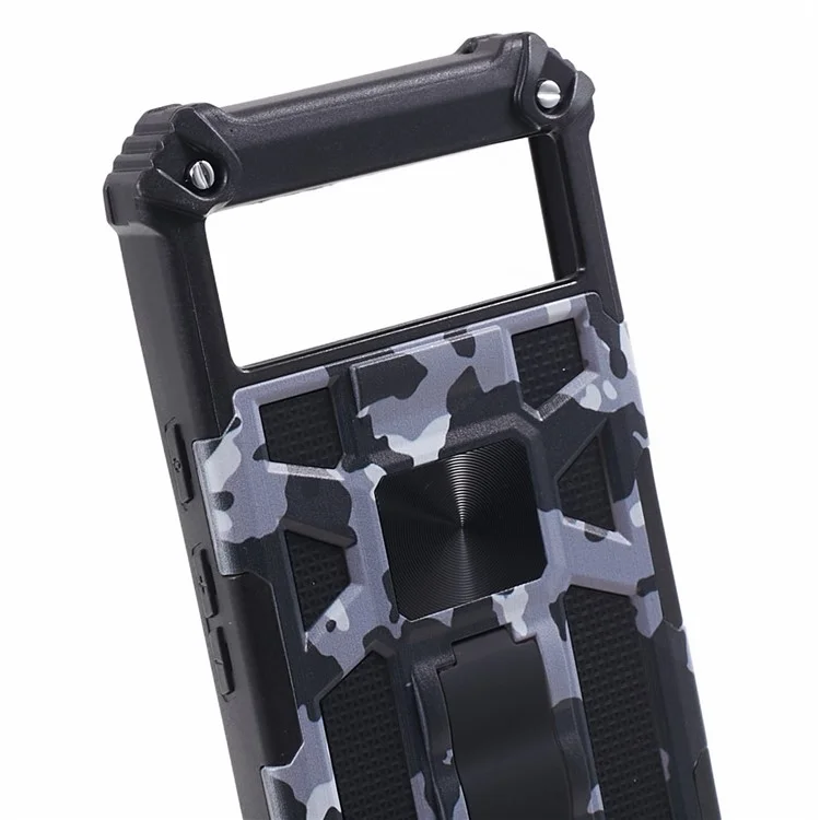 Pour Google Pixel 8 Camouflage Kickstand Phone Case PC+TPU Shockproof Cover - Noir