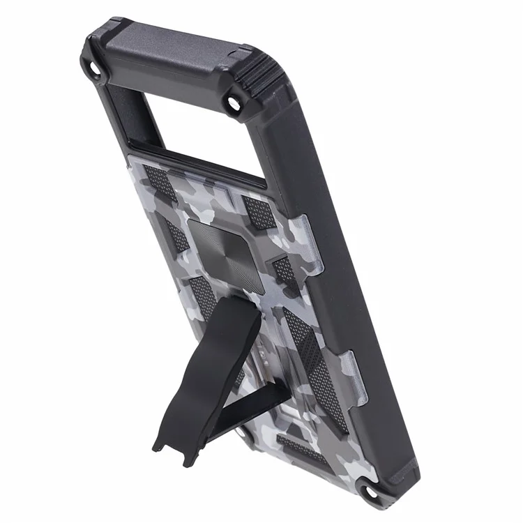 Pour Google Pixel 8 Camouflage Kickstand Phone Case PC+TPU Shockproof Cover - Noir