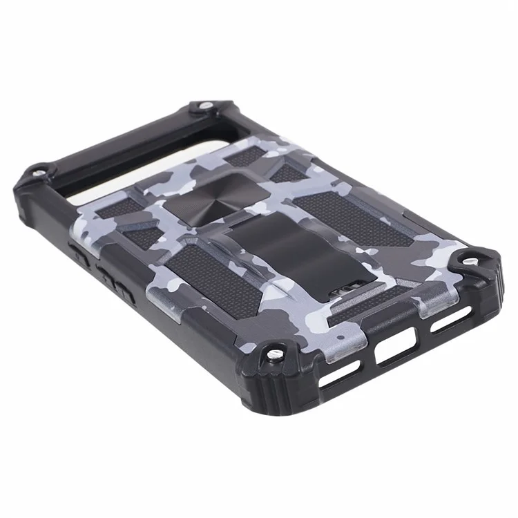 Pour Google Pixel 8 Camouflage Kickstand Phone Case PC+TPU Shockproof Cover - Noir
